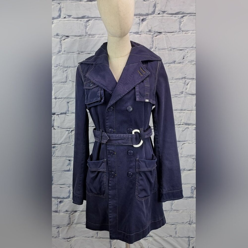 Diesel Women's Trench Coat Jacket Denim Cotton Belted High Quality size Small